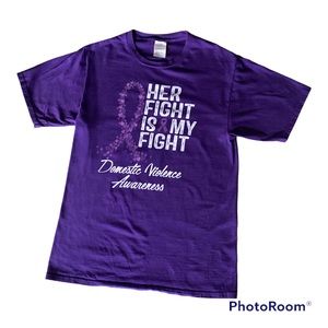 Port & Company Womens Size Small DOMESTIC VIOLENCE AWARENESS T-Shirt Pur…